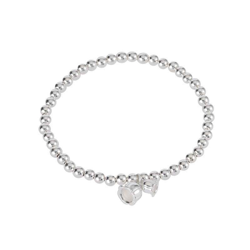 S925 sterling silver bead bracelet - silvery