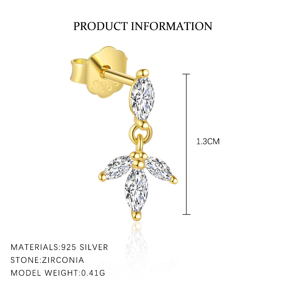 S925 Sterling Silver Tassel and Zircon Stud Earrings