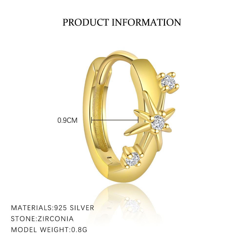 S925 Sterling Silver Zircon Huggie Earrings