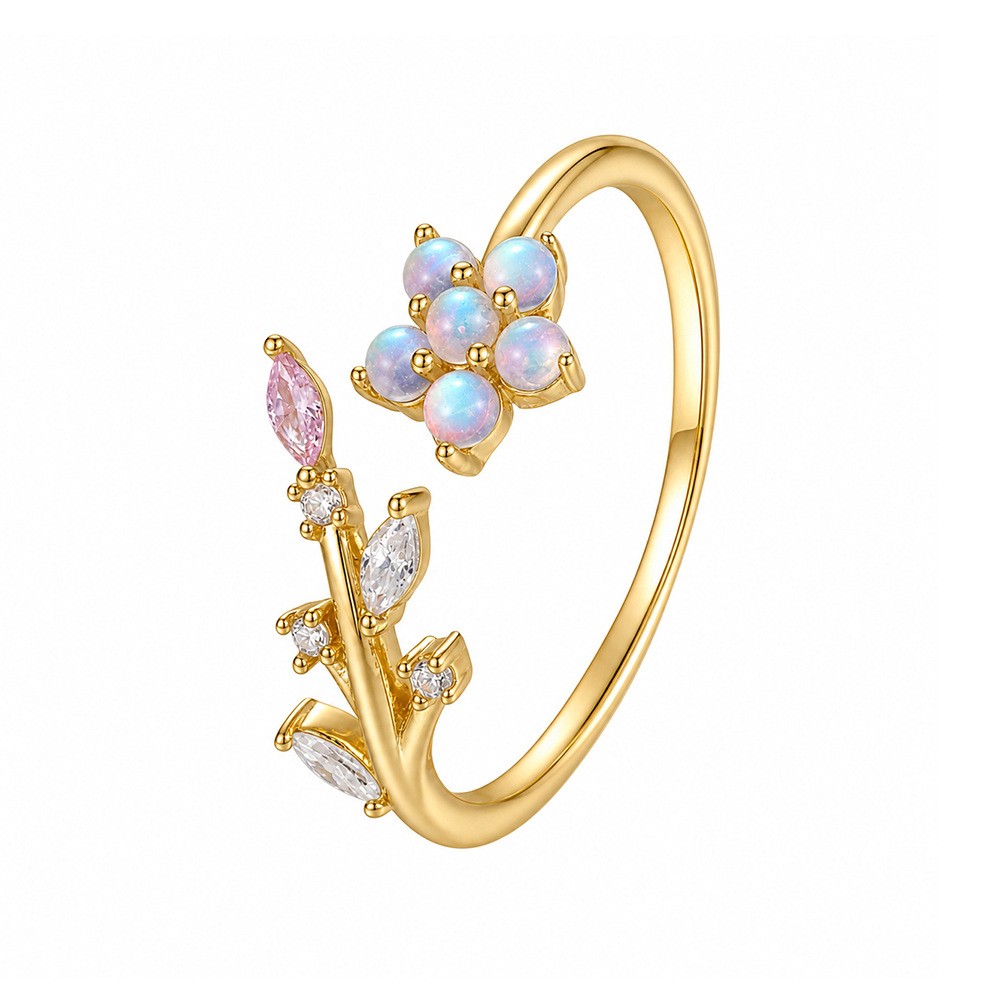 S925 Sterling Silver Open Ring with Colorful Sparkling Zirconia