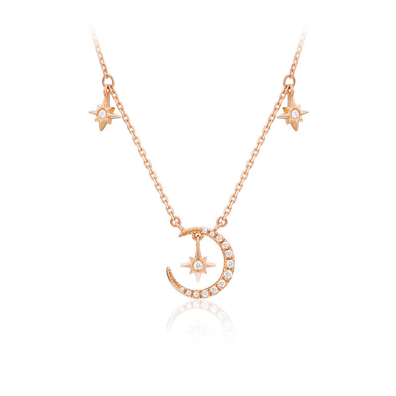 925 sterling silver star and moon pendant necklace