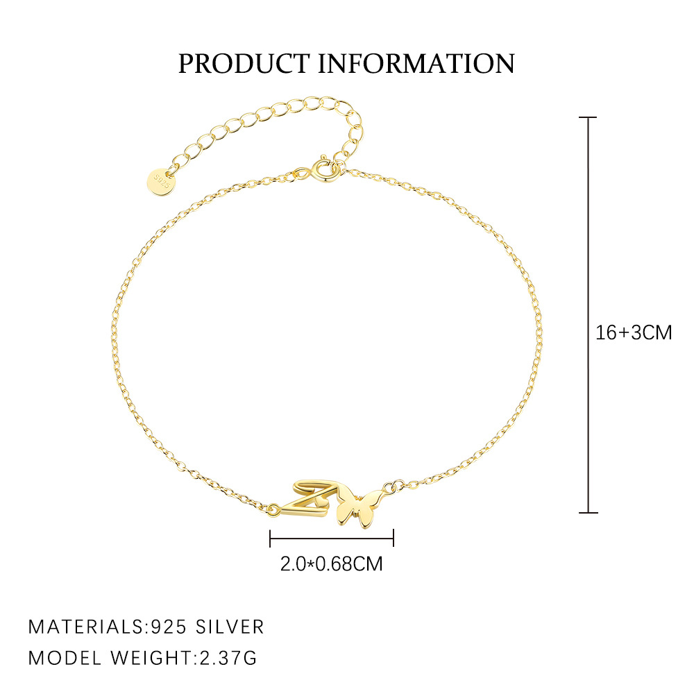 S925 Sterling Silver 26-Letter Bracelet