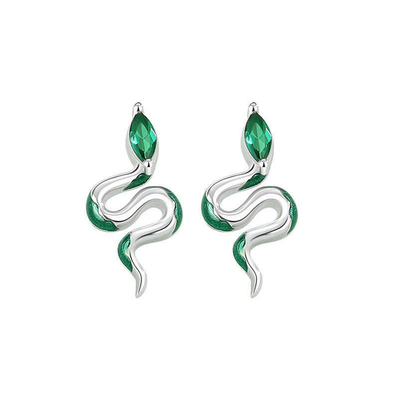 S925 sterling silver snake shaped earrings