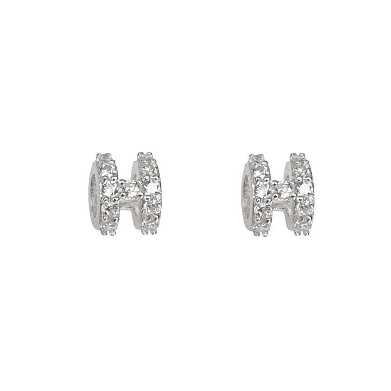 S925 sterling silver letter H earrings