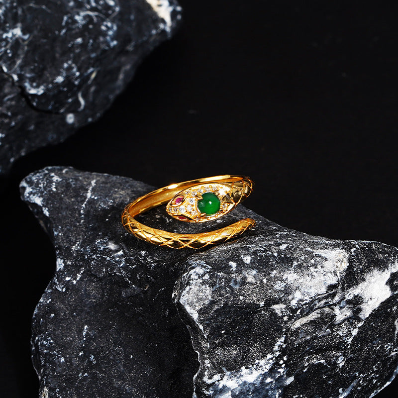 S925 sterling silver zodiac snake ring