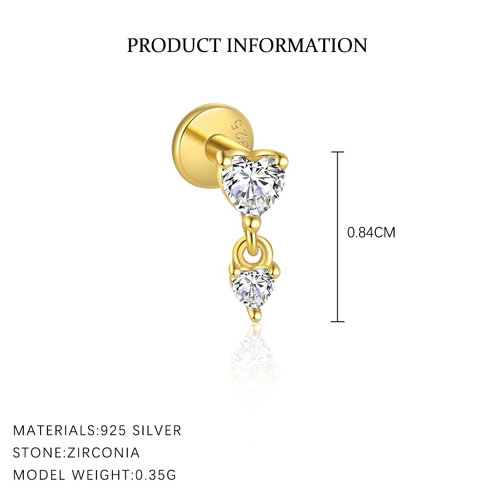 S925 Sterling Silver Flat-Back Zircon Stud Earrings