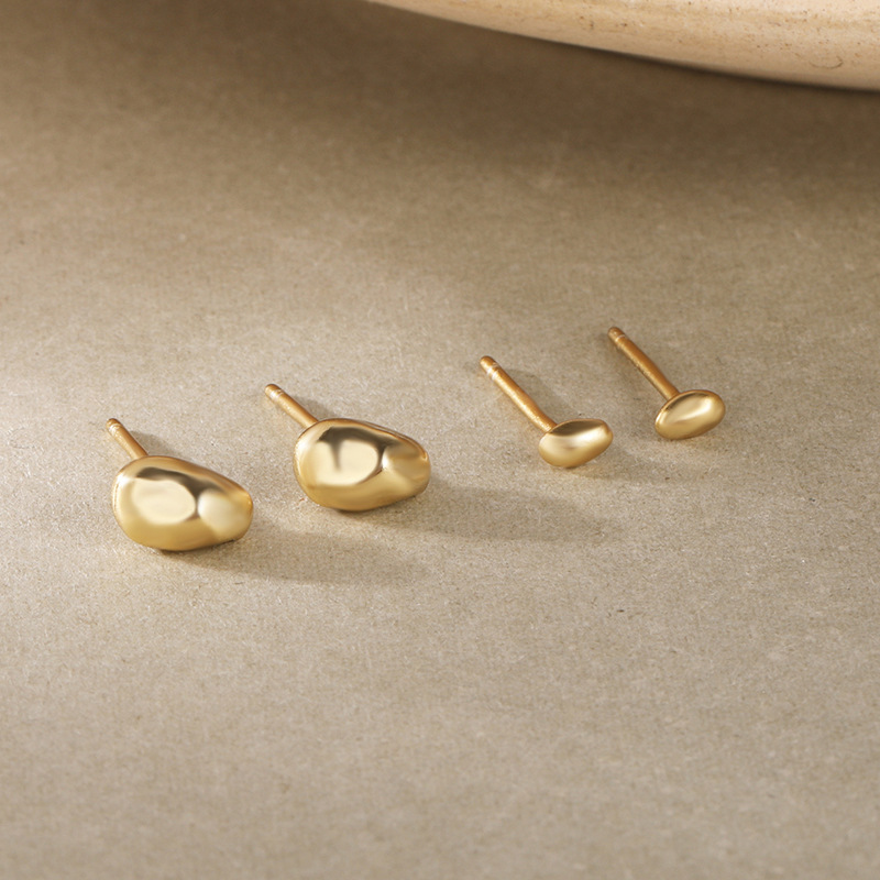 S925 Sterling Silver Irregular Surface Stud Earrings