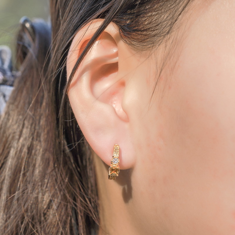 S925 Sterling Silver Gold-Plated Square Yellow Crystal Earrings