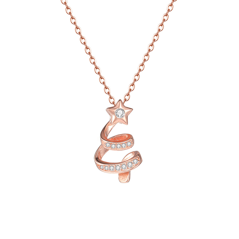 S925 Sterling Silver Christmas Tree Necklace