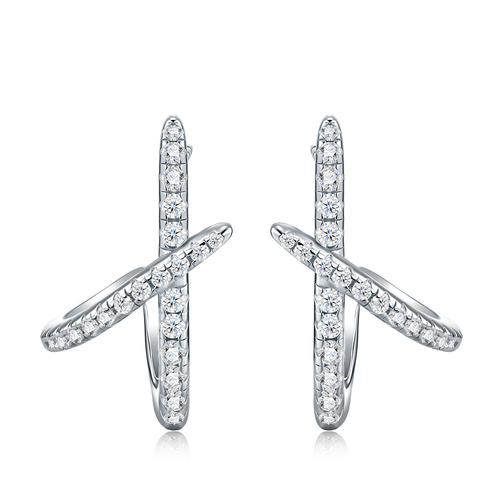 S925 Silver Bold Geometric Moissanite Earrings