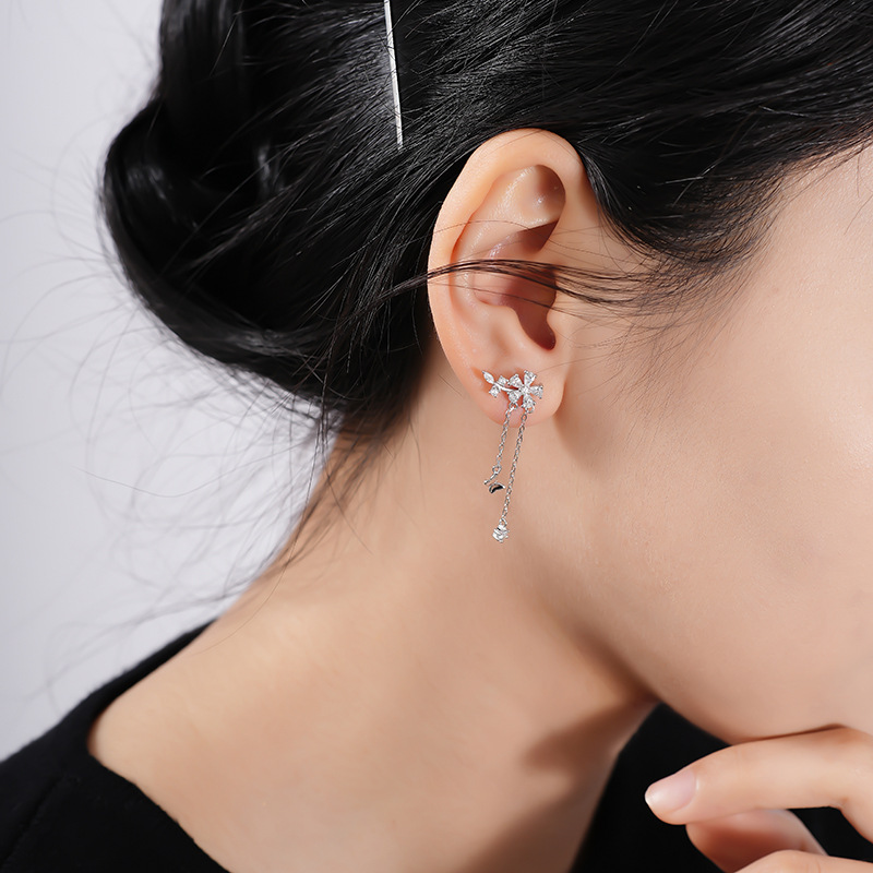 925 Sterling Silver and Zircon Drop Earrings
