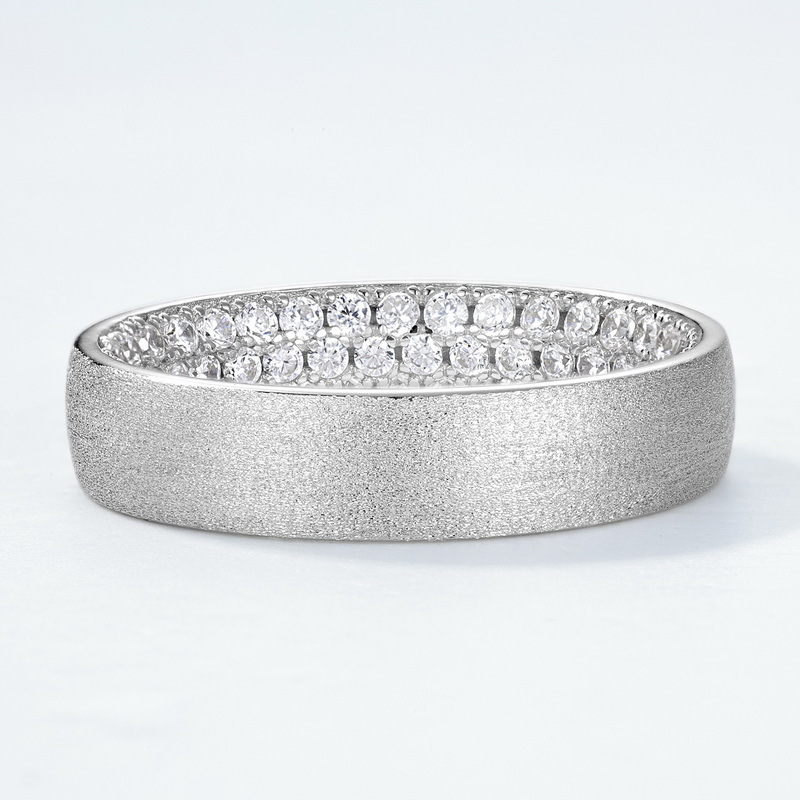 S925 Sterling Silver Ring with Full Diamond and Three Rows of Inlaid Zircon Rings