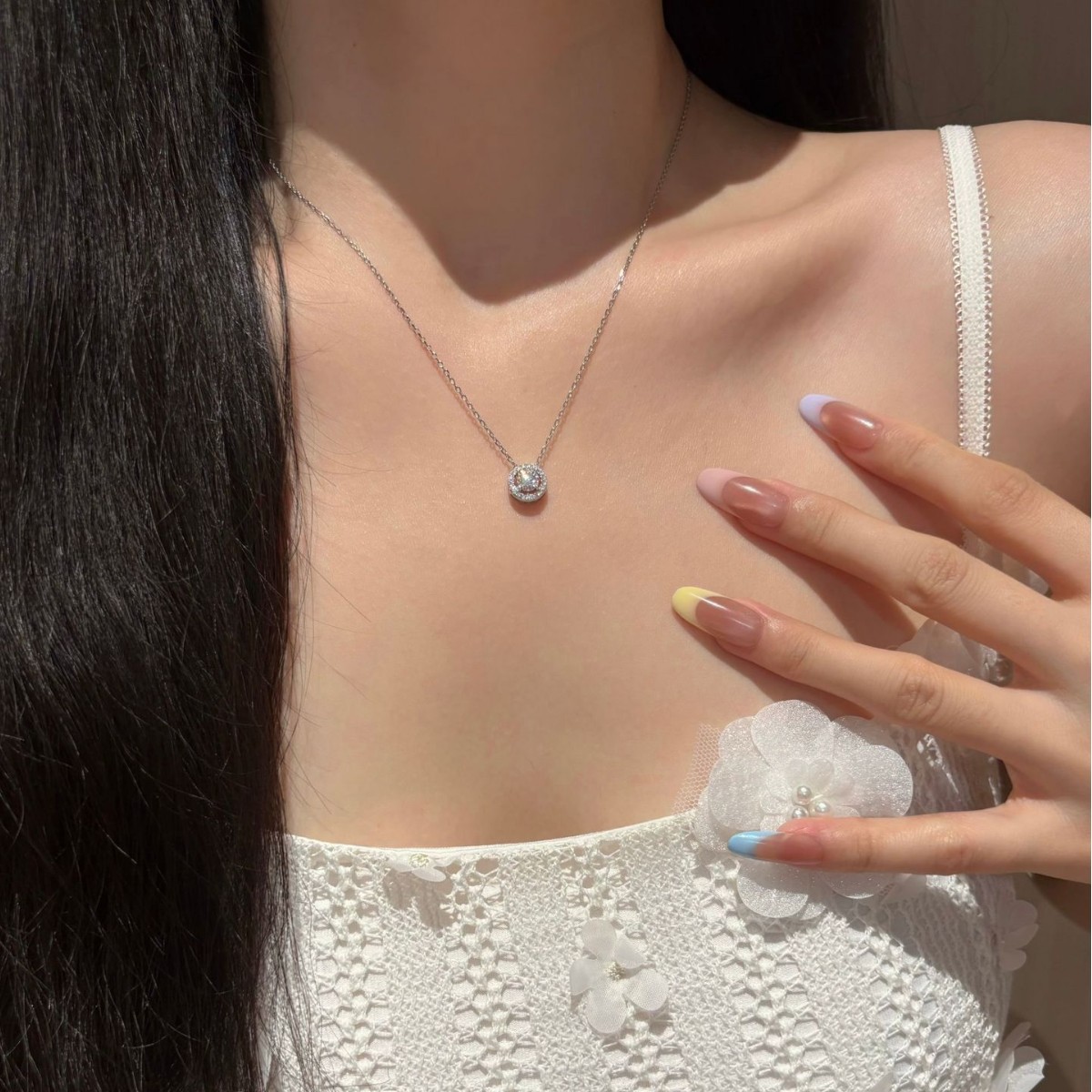 S925 Sterling Silver Bezel-Set Moissanite Necklace