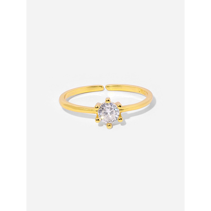 S925 Sterling Silver Zircon Open Ring