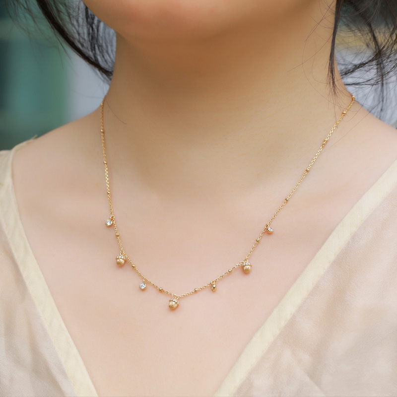 S925 Sterling Silver Tassel Hazelnut Zircon Inlaid Necklace