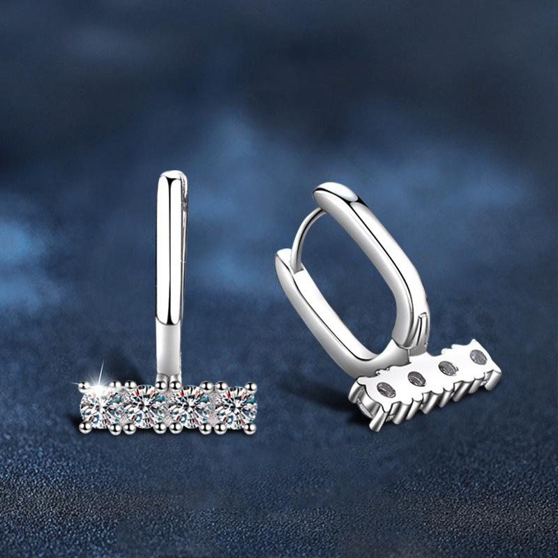 Moissanite & 925 Sterling Silver Stud Earrings — Unique U-Shaped Design