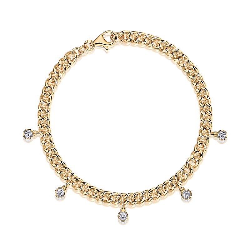 925 Silver Moissanite Cuban Link Bracelet