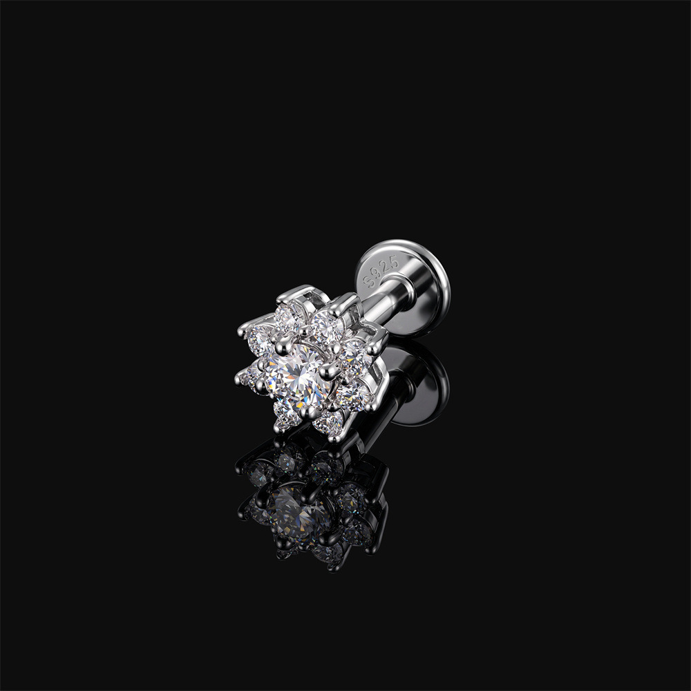 Authentic 925 Sterling Silver Geometric Earrings with D-Color Moissanite