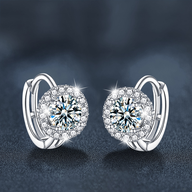 S925 Silver Moissanite Sunflower Earrings