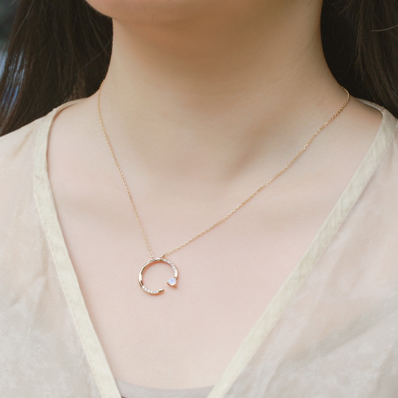 S925 Sterling Silver Blue Moonstone Pendant Necklace