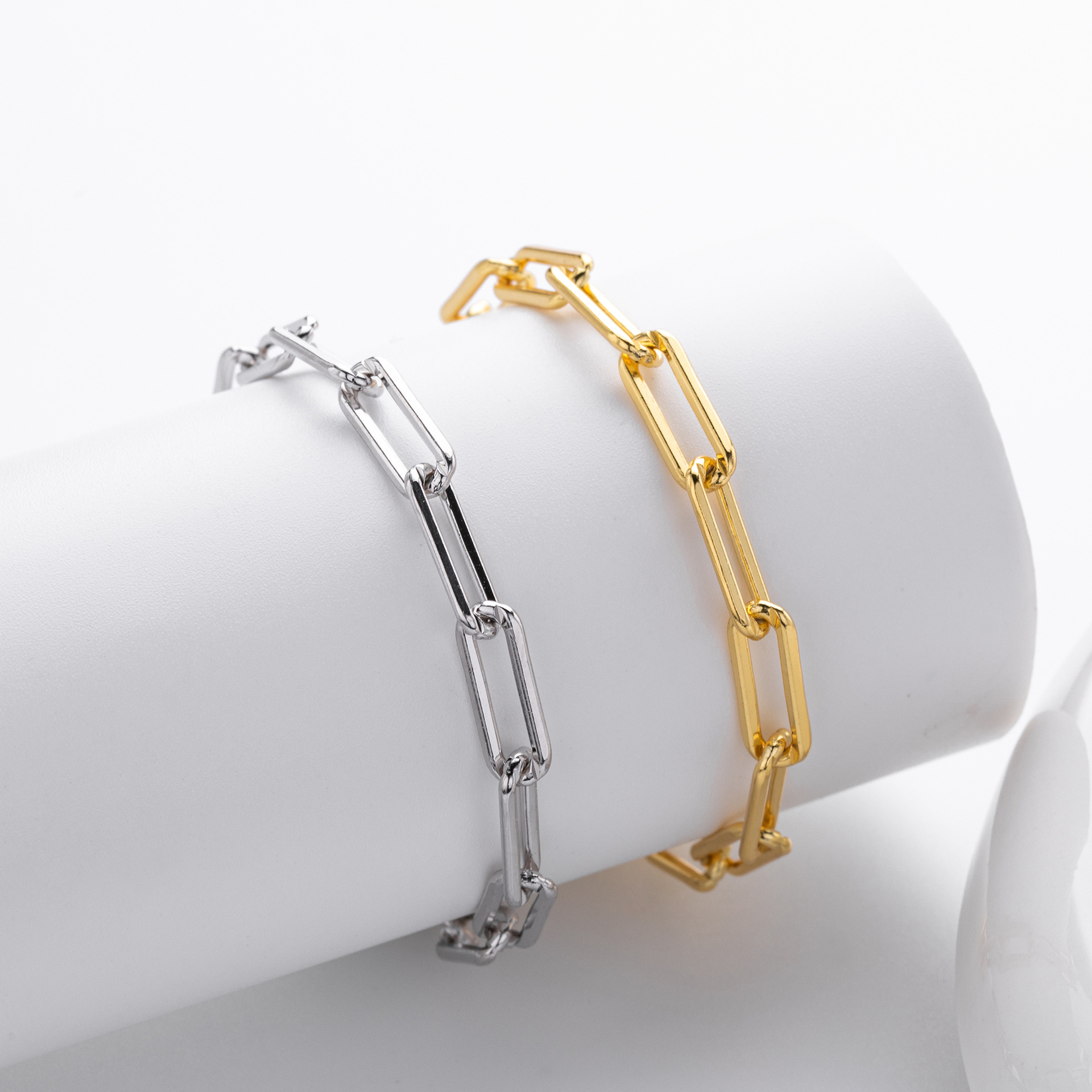 S925 Sterling Silver Openwork Paperclip Chain Bracelet