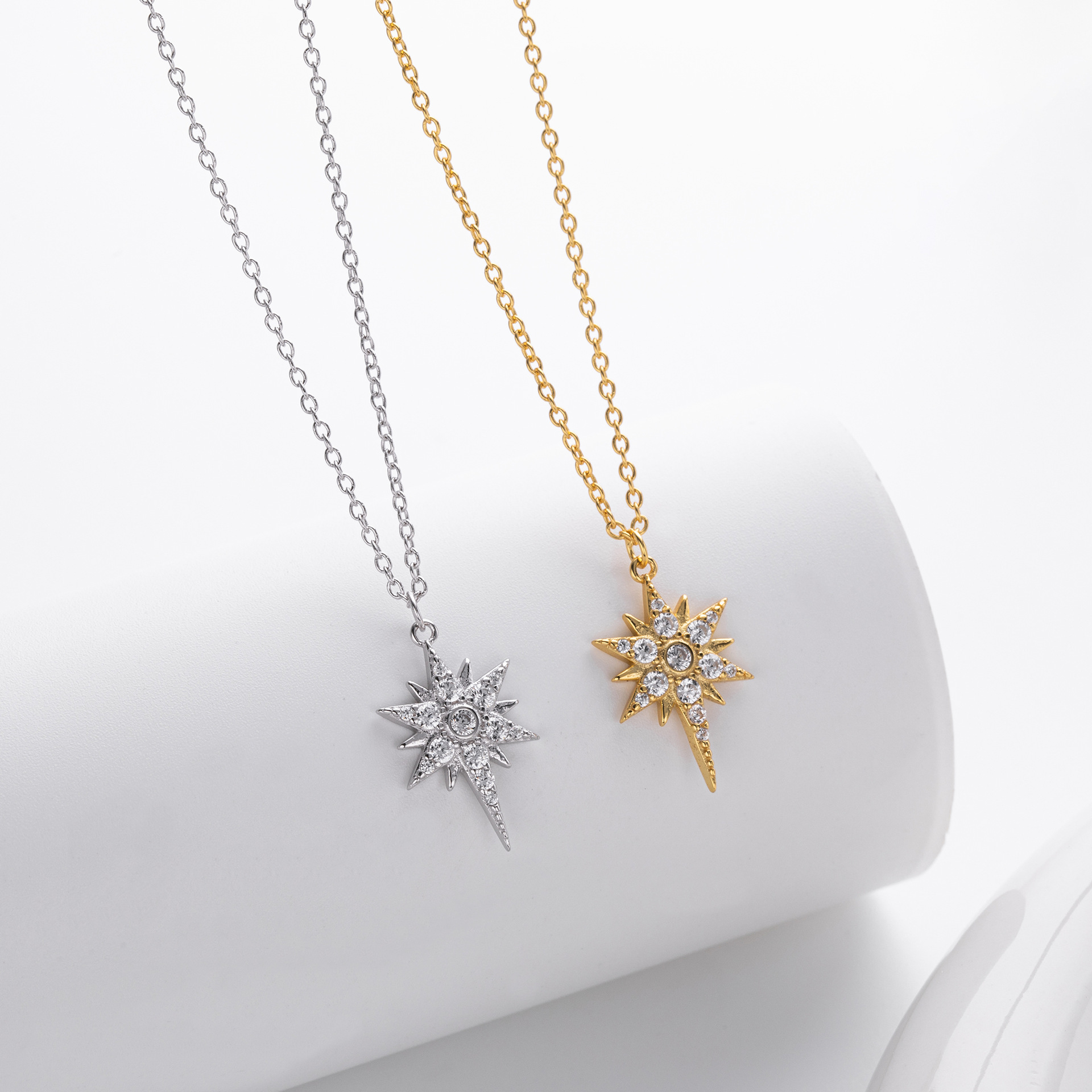 S925 Sterling Silver Zircon Star Necklace