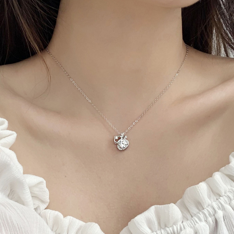 S925 Sterling Silver Moissanite Gourd Pendant  Necklace