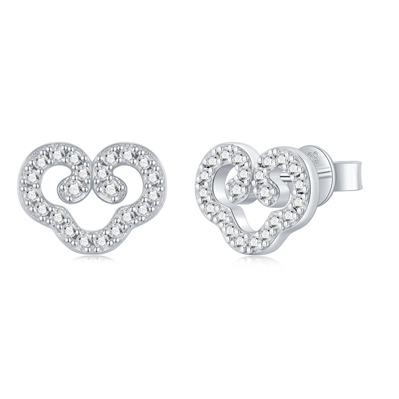 S925 Sterling Silver Sweet Heart-Shaped Moissanite Stud Earrings