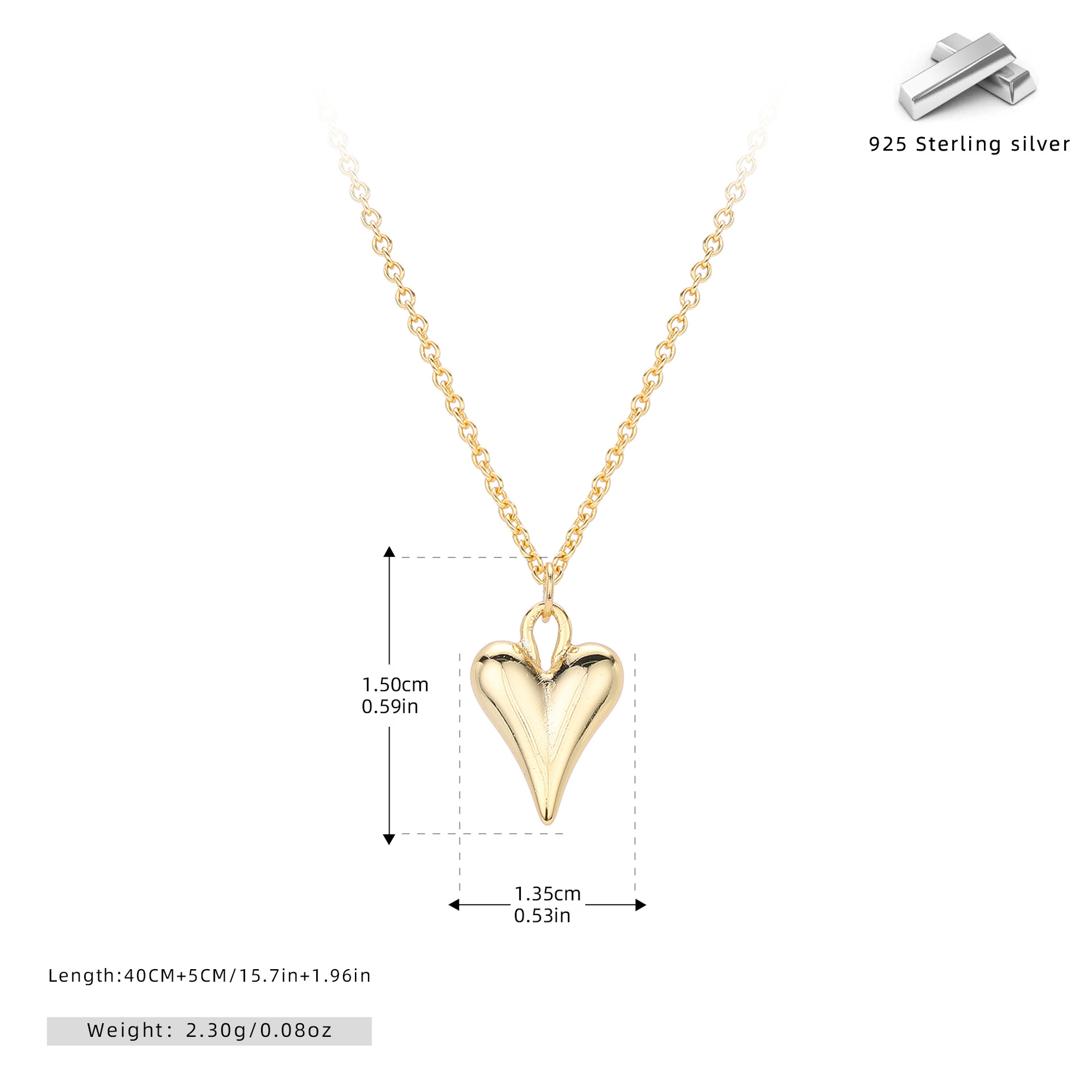 S925 Sterling Silver Heart Necklace