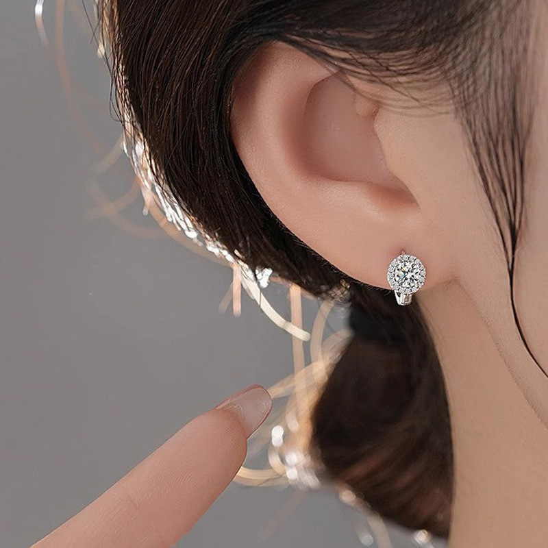 S925 Silver Moissanite Sunflower Earrings