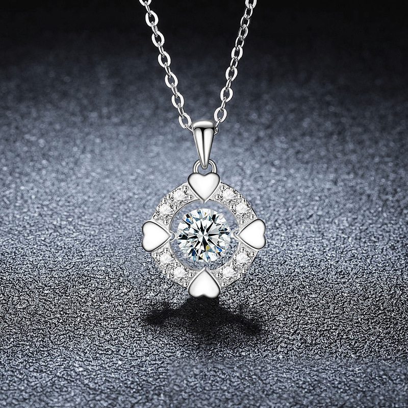 S925 Sterling Silver Moissanite Simple Heart Necklace