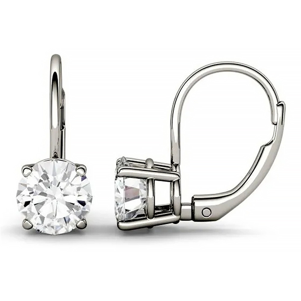 S925 Sterling Silver 1-Carat Moissanite Four-Prong Earrings