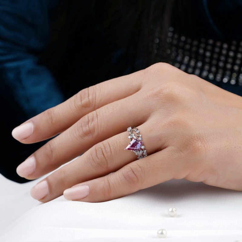 S925 Sterling Silver Gold-Plated Alexandrite Ring