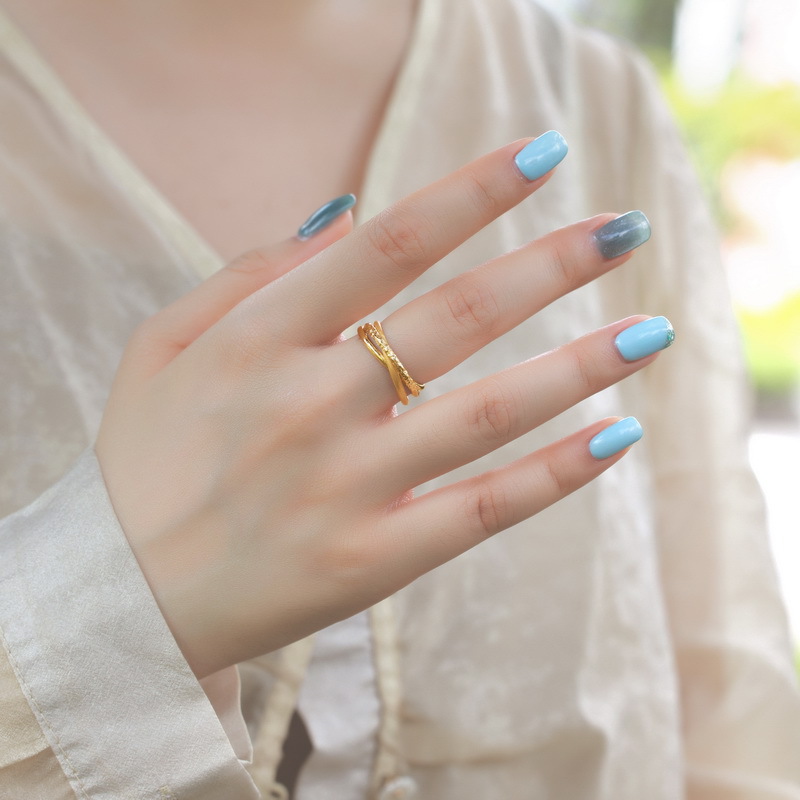 S925 Sterling Silver Gold-Plated Triple-Strap Ring