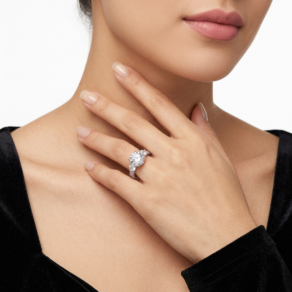 S925 Sterling Silver Ring with Moissanite