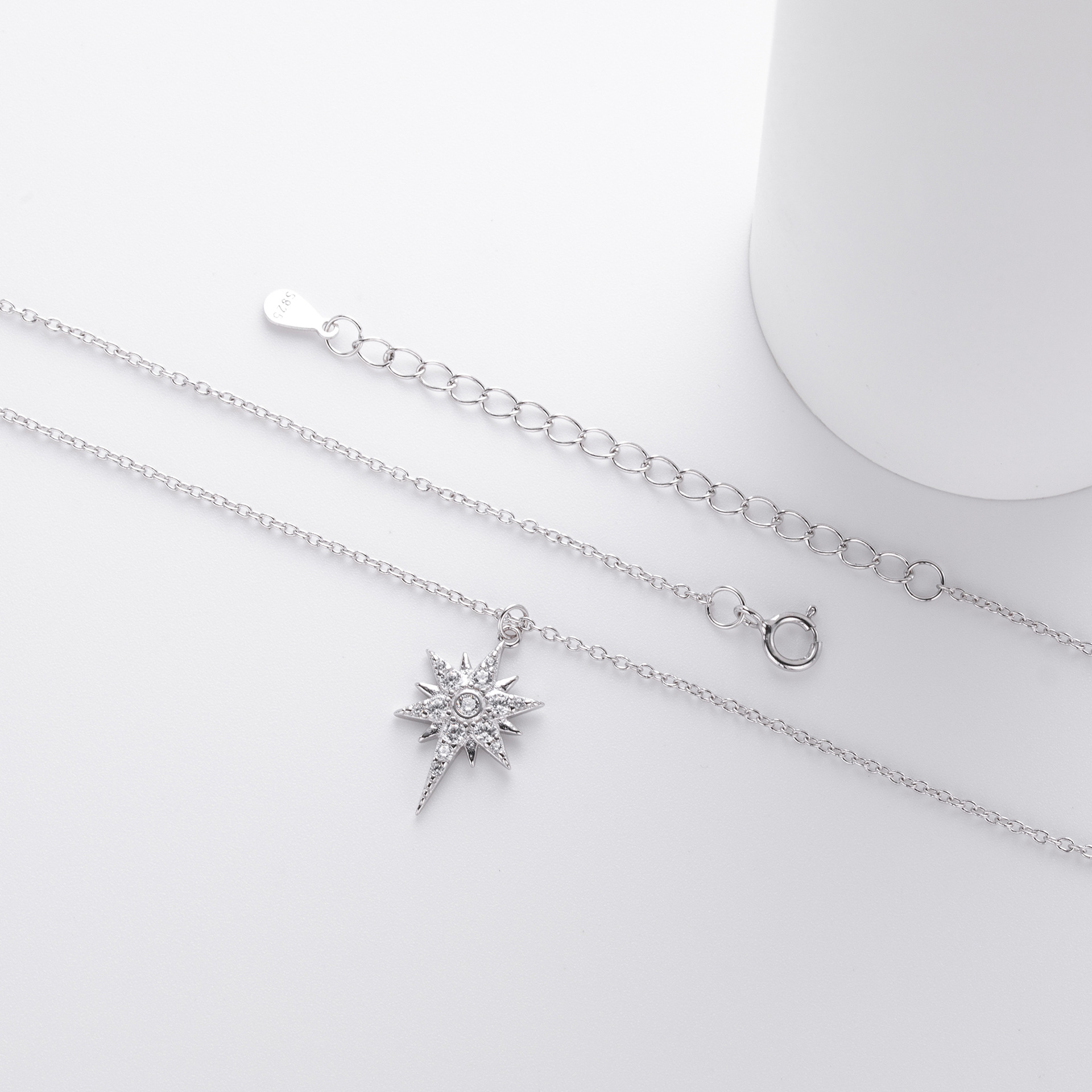 S925 Sterling Silver Zircon Star Necklace