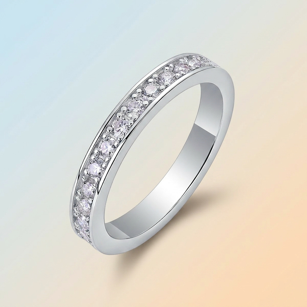 S925 Sterling Silver Moissanite Solid-Band Ring