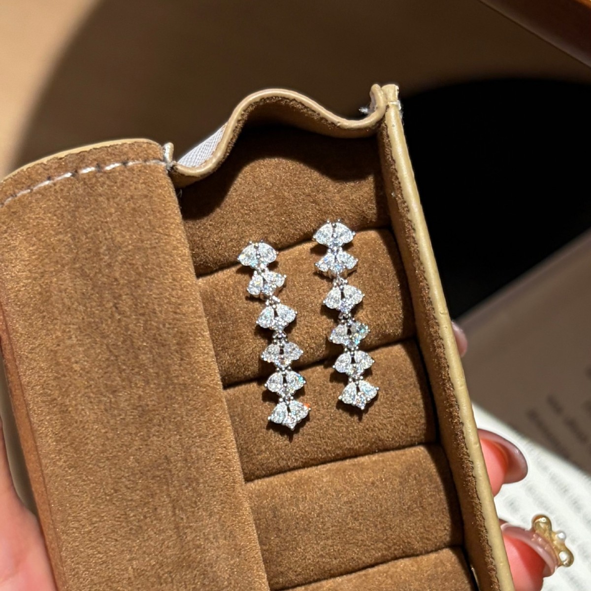 S925 Sterling Silver Moissanite Tassel Stud Earrings