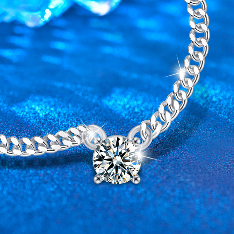 S925 Sterling Silver Moissanite Cuban Link Chain Necklace