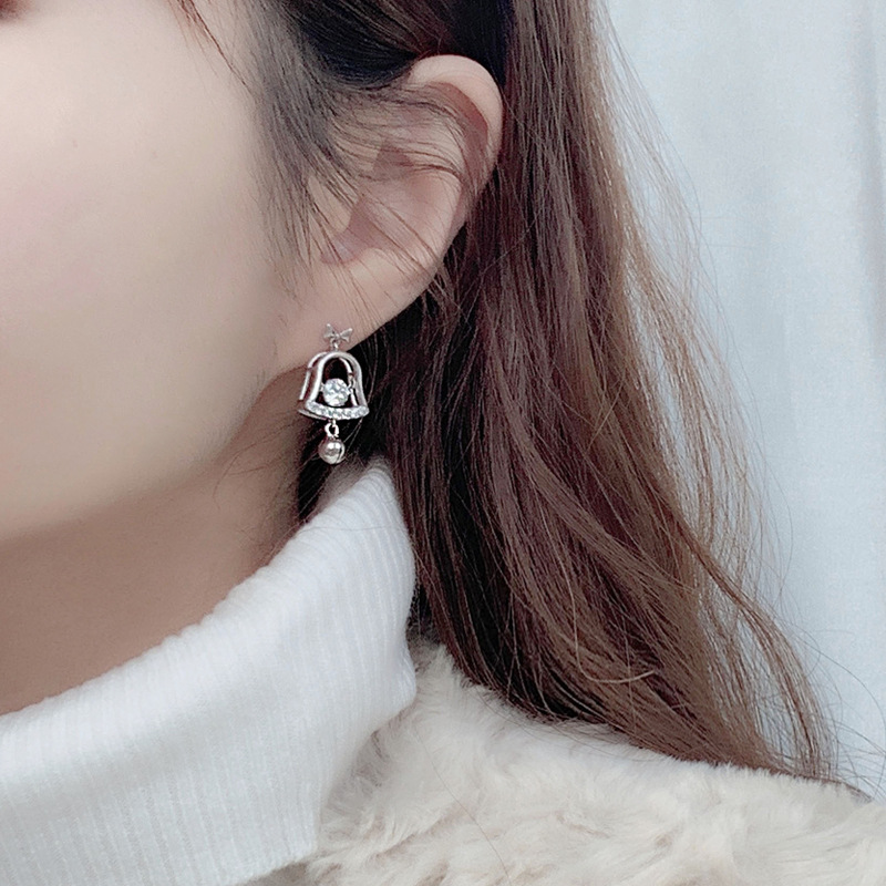 Christmas Earrings Mosan Diamond 925 sterling silver Bell Earrings