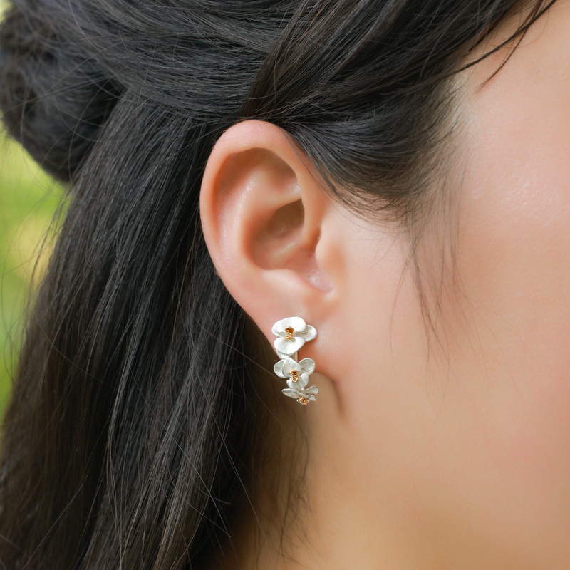S925 Sterling Silver Vintage Orchid Earrings