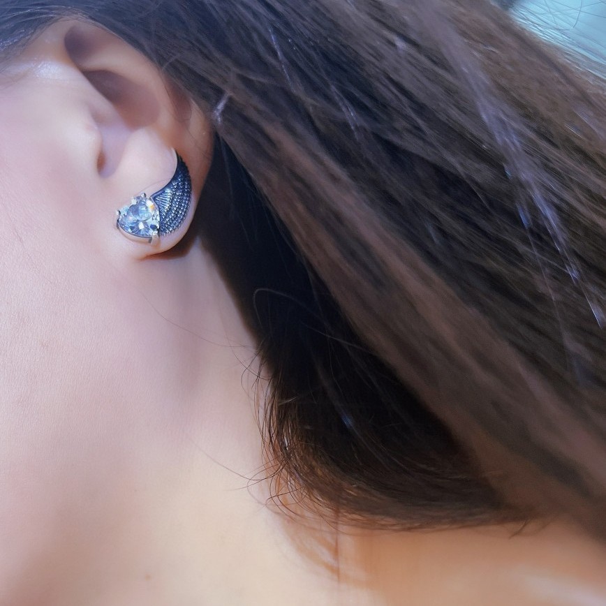 S925 Silver Halloween Devil and Angel Wing Stud Earrings