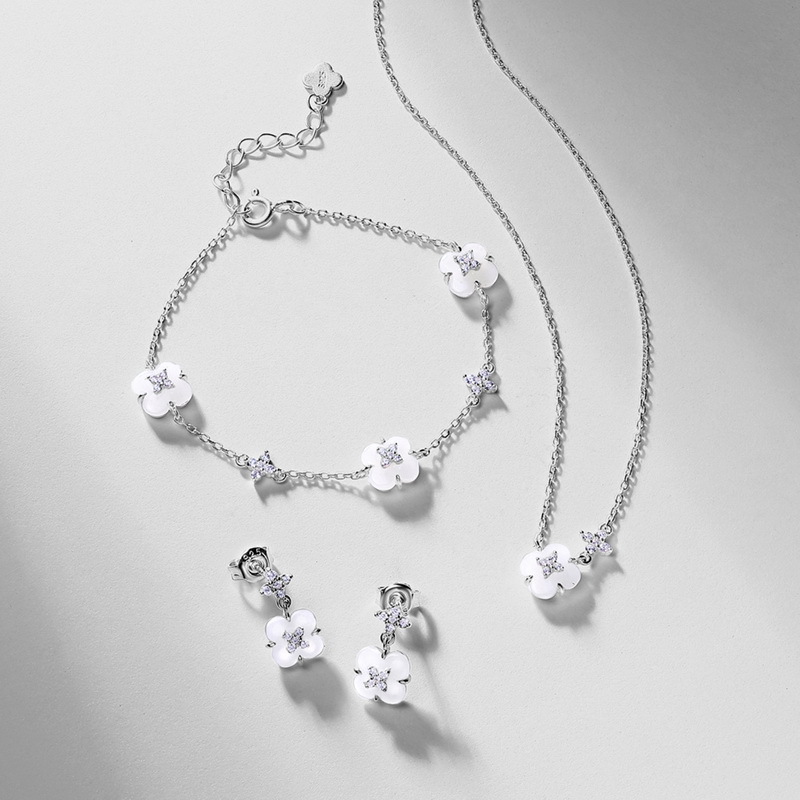 S925 Sterling Silver Four-Leaf Clover Jade Bracelet