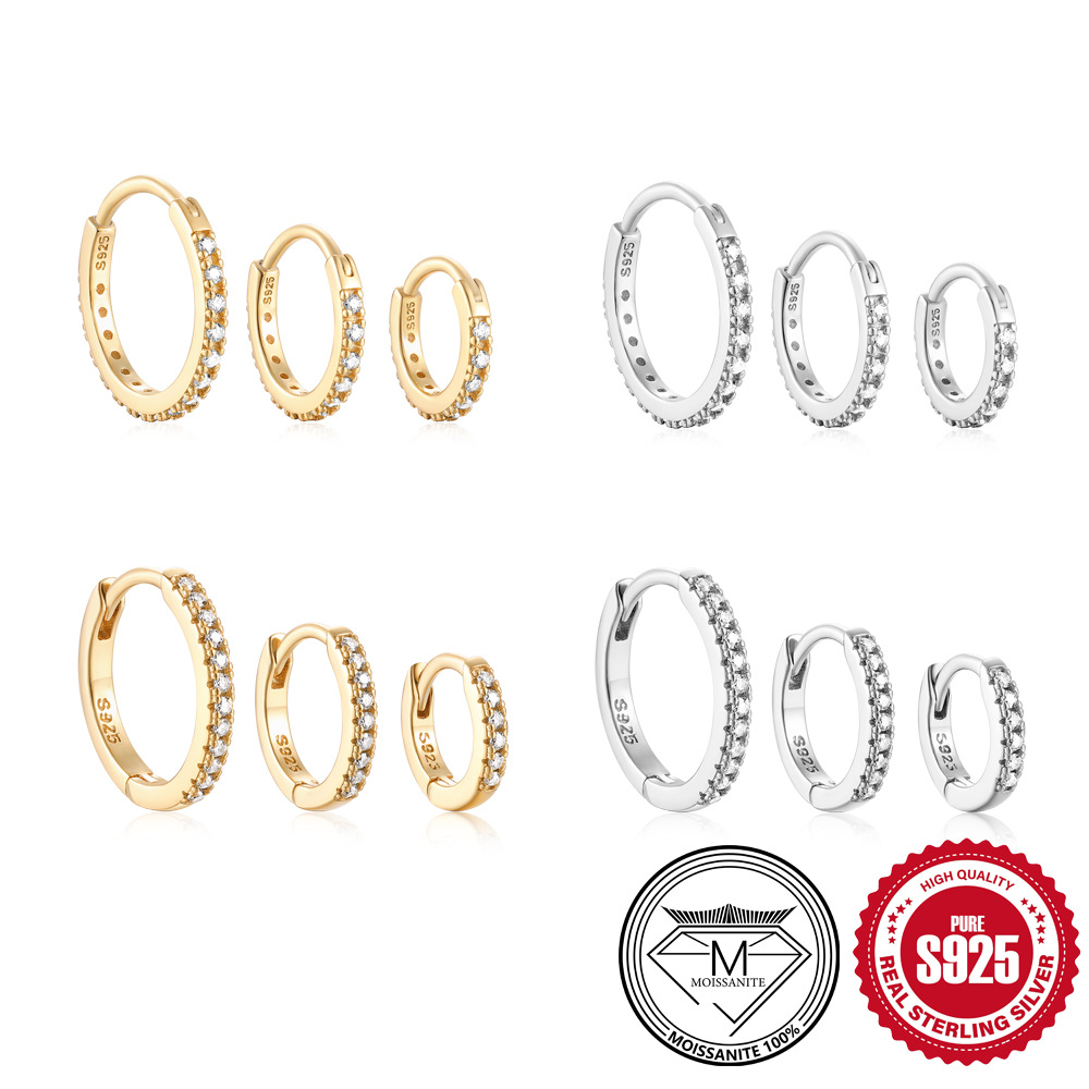 S925 Sterling Silver Moissanite Hoop Earrings