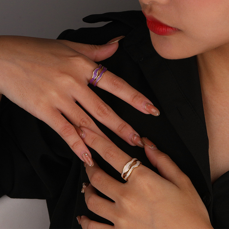925 Sterling Silver Open Ring with Enamel Detail