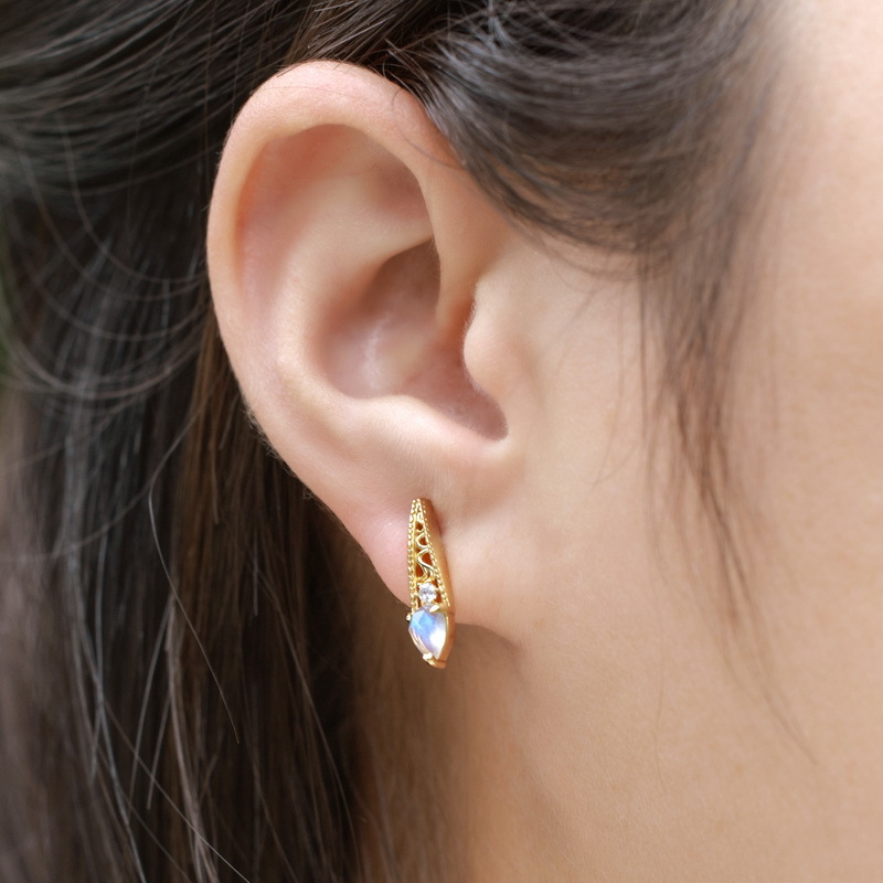 S925 Sterling Silver Gold-Plated Jewelry Earrings with Natural Labradorite