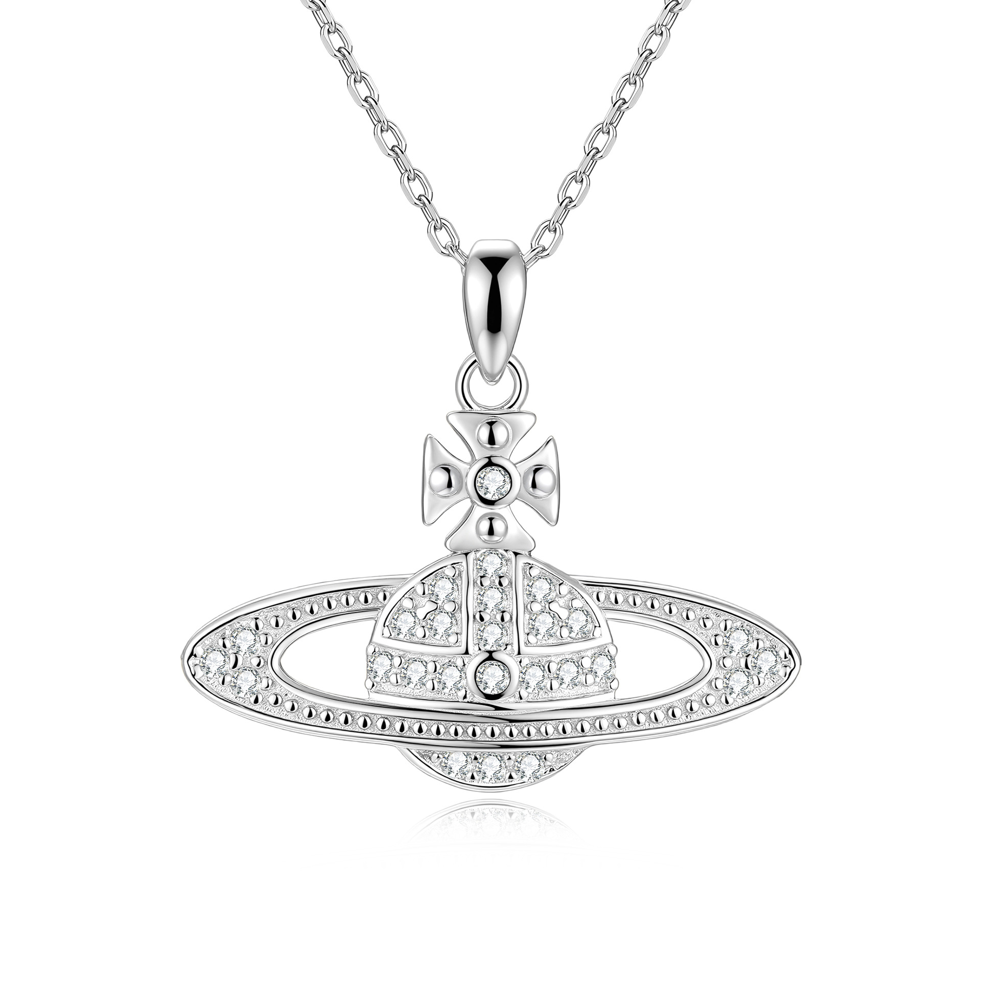 S925 Sterling Silver Moissanite Planet Pendant Necklace