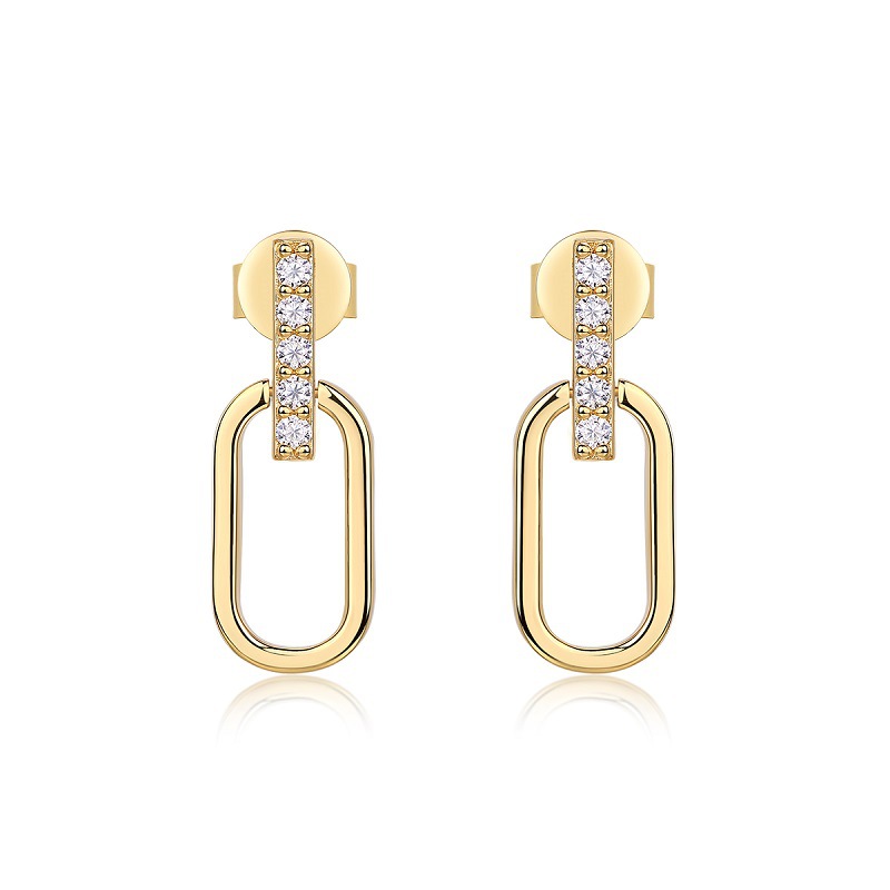 S925 Silver U-Shaped Gold-Tone Moissanite Stud Earrings