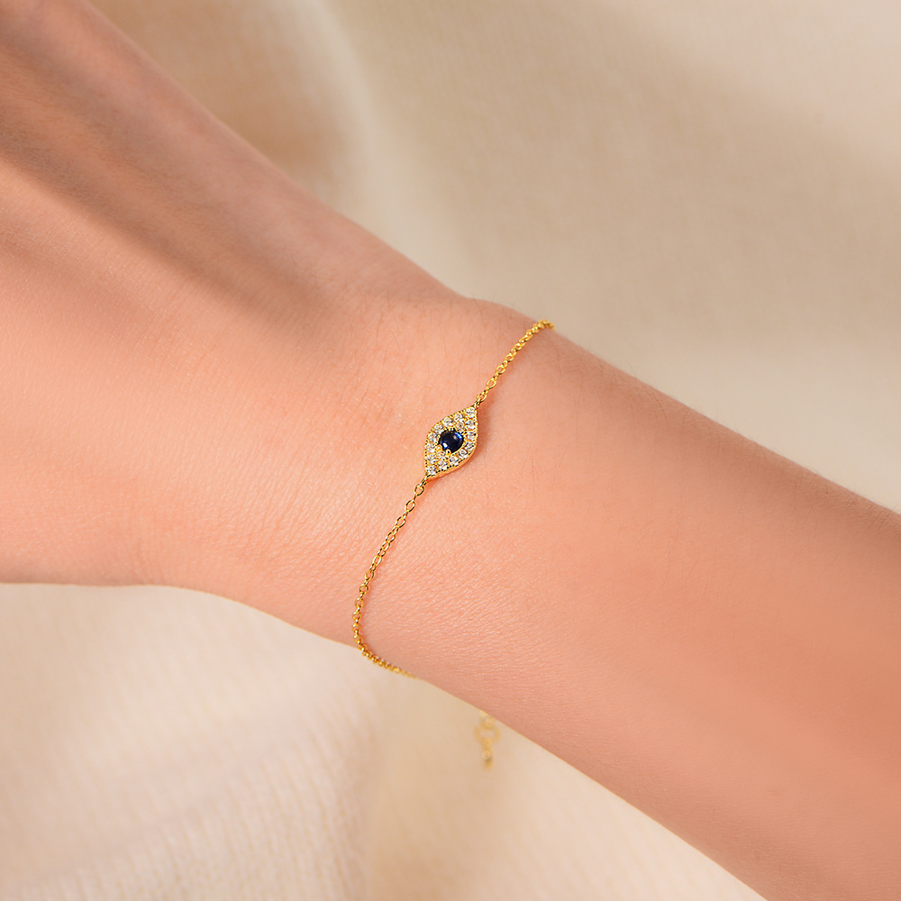 S925 Sterling Silver Devil's Eye Micro Inlaid Zircon Bracelet and Anklet Set