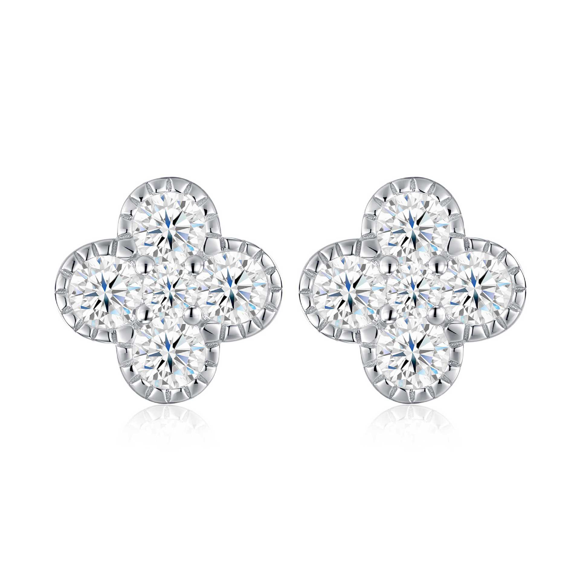 S925 Silver Sweet "Chanel-style" Floral Moissanite Stud Earrings